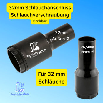 Anschluss-/Schlauch Muffe für 32 mm Saugschlauch auf 32 mm (Außen-Ø)
