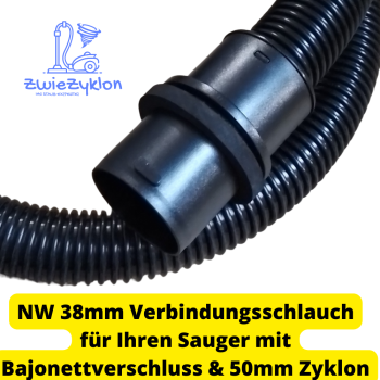 Preview: 38mm Anschluss-/ Absaugschlauch 50mm auf Bajonettverschluss für Zyklon z.B Bosch GAS