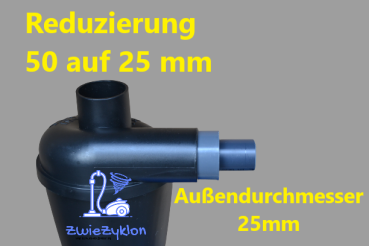 50 auf 25 mm (AußenØ) Reduzierung Adapter für Zyklonabscheider
