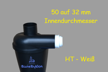 50 auf 32 mm INNEN-Ø Reduzierung WEIß Adapter für Zyklonabscheider