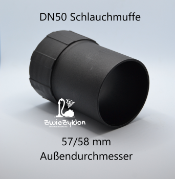 Anschlussmuffe für 50 mm Saugschlauch auf 57 / 58 mm (Außen-Ø) z.B. Nilfisk , Shopvac, Festool, Hilti