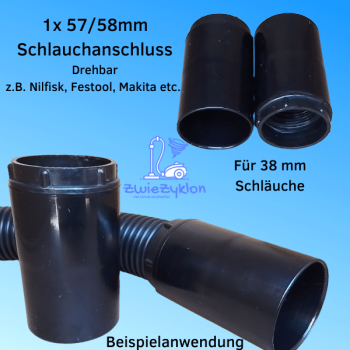 Anschluss-/Schlauch Muffe für 38 mm Saugschlauch auf 57 / 58 mm (Außen-Ø) z.B. Nilfisk , Shopvac, Festool