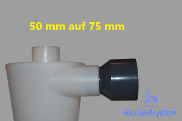50 auf 75 mm (Außen-Ø) Reduzierung PVC-U Adapter für Zyklonabscheider