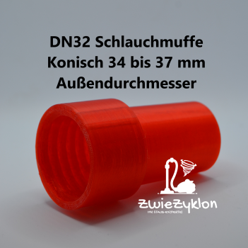 PLA Schlauchanschluss Konisch für DN 32mm Saugschlauch 34-37 mm (Außen-Ø)