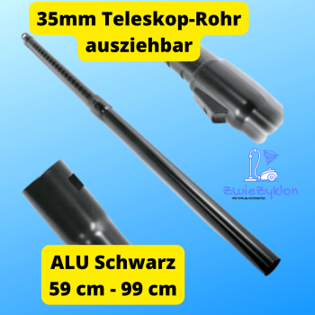 Staubsaugerrohr Alu Teleskop-Rohr Ø 35mm - Ausziehbar 59-99cm Schwarz