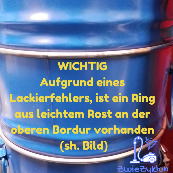 12 Liter Stahlfass mit Innenlackierung Blau und Zyklonstaubabscheider Typ-1/3/6