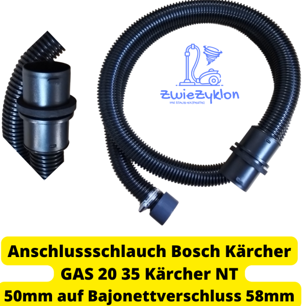 38mm Anschluss-/ Absaugschlauch 50mm auf Bajonettverschluss für Zyklon z.B Bosch GAS