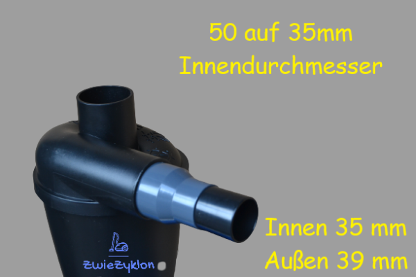 50 auf 35 mm (InnenØ) Reduzierung Adapter für Zyklonabscheider z.B. Kärcher, Makita, Nilfisk