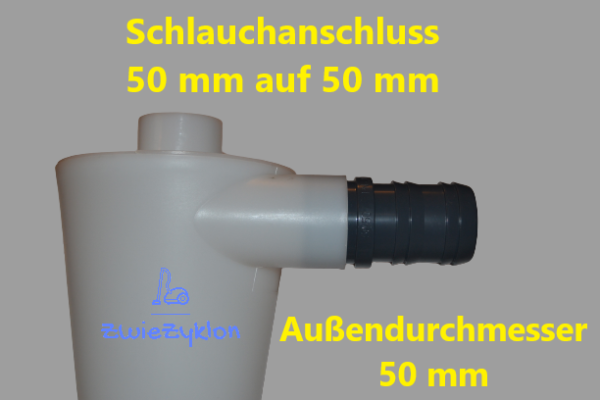 50 auf 50 mm (Außen-Ø) Schlauchtülle Anschluss PVC-U Adapter für Zyklonabscheider