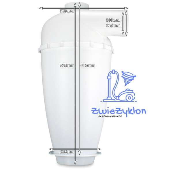 XXL Zyklonabscheider Typ-6 EINZELN 110/100 mm Weiß Staubabscheider
