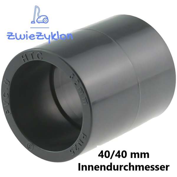 40 auf 40 mm (Innen-Ø) Verbinder Muffe Adapter für Zyklonabscheider