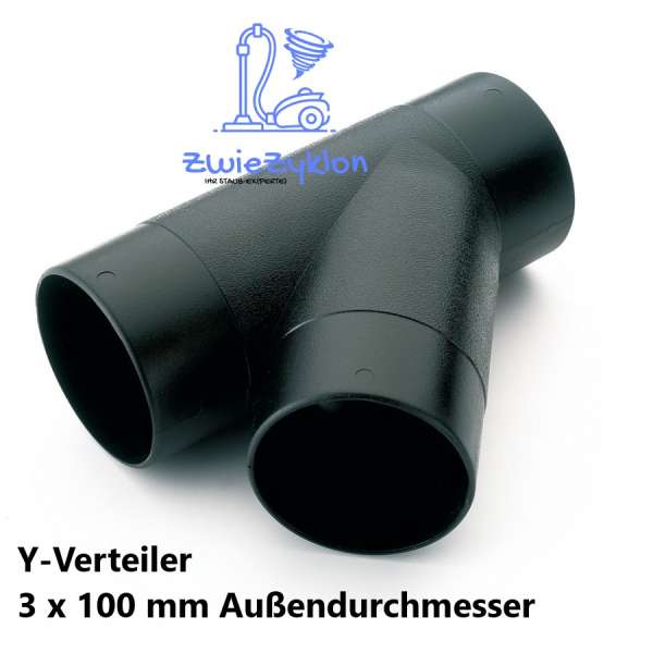 3-Fach Y Verteiler/Abzweig 100 auf 2x 100mm für Absaugschlauch