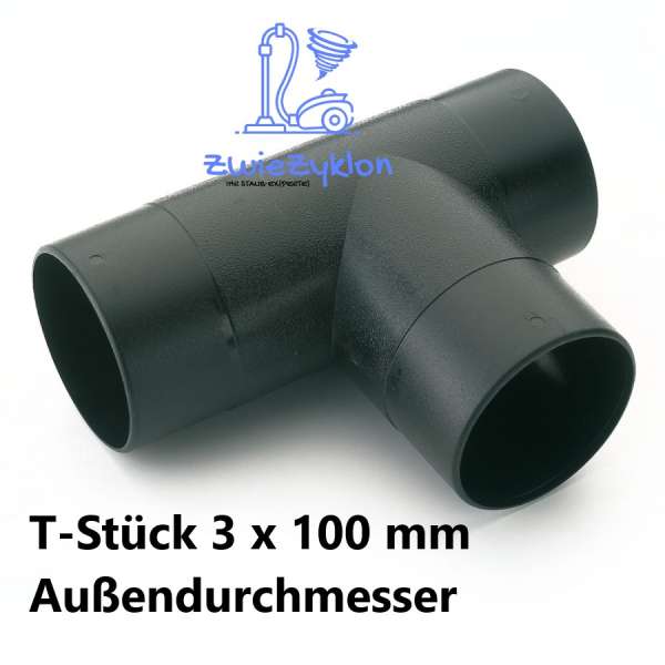 3-Fach T Verteiler/Abzweig 100 auf 2x 100mm für Absaugschlauch